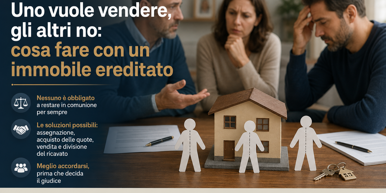 Uno vuole vendere, gli altri no: cosa fare con un immobile ereditato